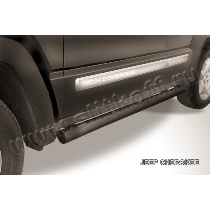 Пороги труба 76 мм чёрная для Jeep Cherokee 2014-2018 артикул JCH12003B