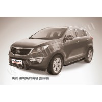 Защита переднего бампера 57 мм короткая чёрная для Kia Sportage 2010-2015