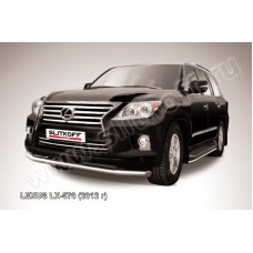 Защита переднего бампера 76 мм серебристая для Lexus LX-570 2012-2023