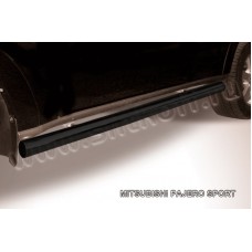 Пороги труба 76 мм чёрная для Mitsubishi Pajero Sport 1998-2007