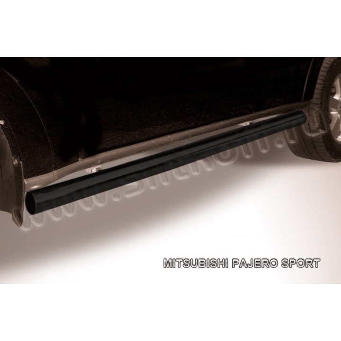 Пороги труба 76 мм чёрная для Mitsubishi Pajero Sport 1998-2007 артикул MPS008B