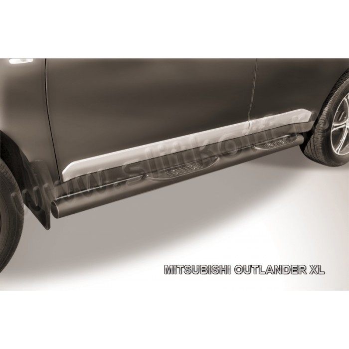 Пороги труба с накладками 76 мм чёрная для Mitsubishi Outlander 2006-2009 артикул MXL008B