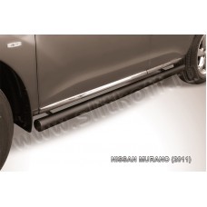 Пороги труба 57 мм чёрная для Nissan Murano 2010-2016