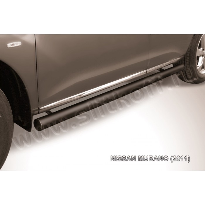 Пороги труба 57 мм чёрная для Nissan Murano 2010-2016 артикул NIM11006B