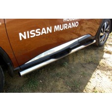 Пороги труба с накладками 76 мм серебристая для Nissan Murano 2016-2023