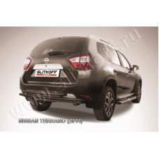 Защита заднего бампера двойная 42-42 мм чёрная для Nissan Terrano 2014-2023