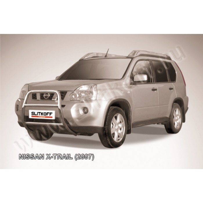 Кенгурятник 57 мм высокий серебристый для Nissan X-Trail 2007-2011 артикул NXT002S