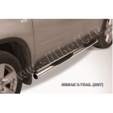 Пороги труба с накладками 76 мм для Nissan X-Trail 2007-2011