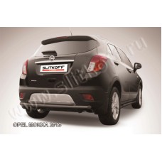 Защита заднего бампера двойная 57-42 мм радиусная чёрная для Opel Mokka 2012-2022