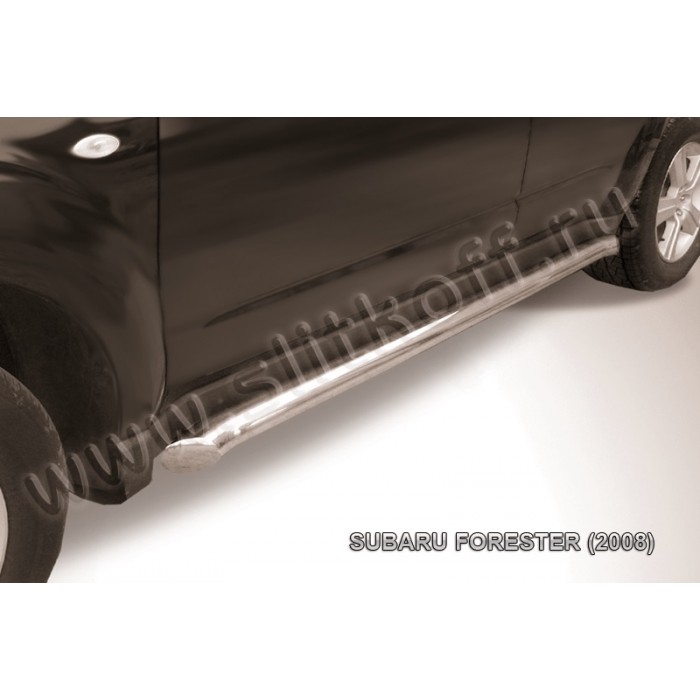 Пороги труба 76 мм серебристая для Subaru Forester 2008-2013 артикул SF015S