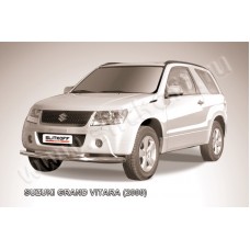 Защита передняя двойная 57-57 мм серебристая для Suzuki Grand Vitara 3 двери 2008-2011