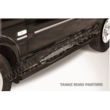 Пороги труба с накладками 76 мм чёрная для Тагаз Road Partner 2008-2011