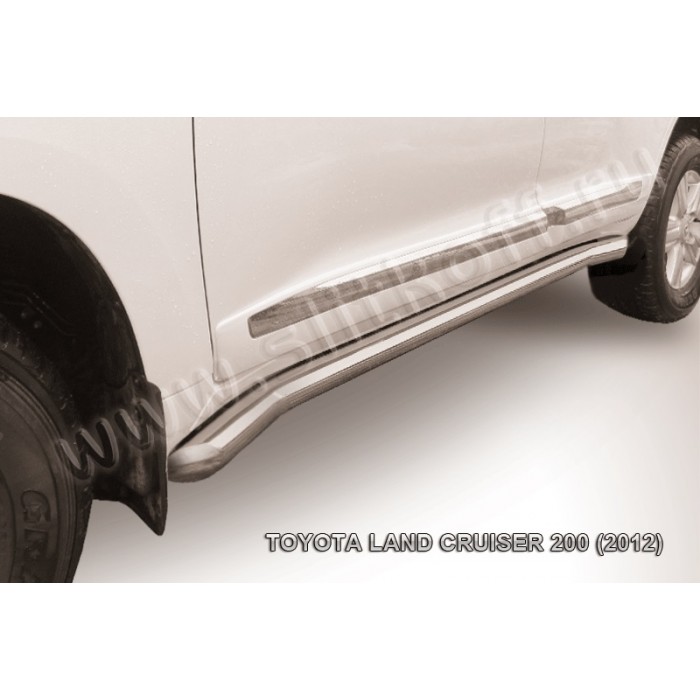 Пороги труба 76 мм с гибами серебристая для Toyota Land Cruiser 200 2012-2013 артикул TLC212014S