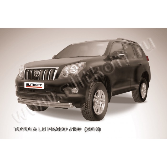 Защита передняя тройная 57-57-42 мм радиусная для Toyota Land Cruiser Prado 150 2009-2013 артикул TOP009