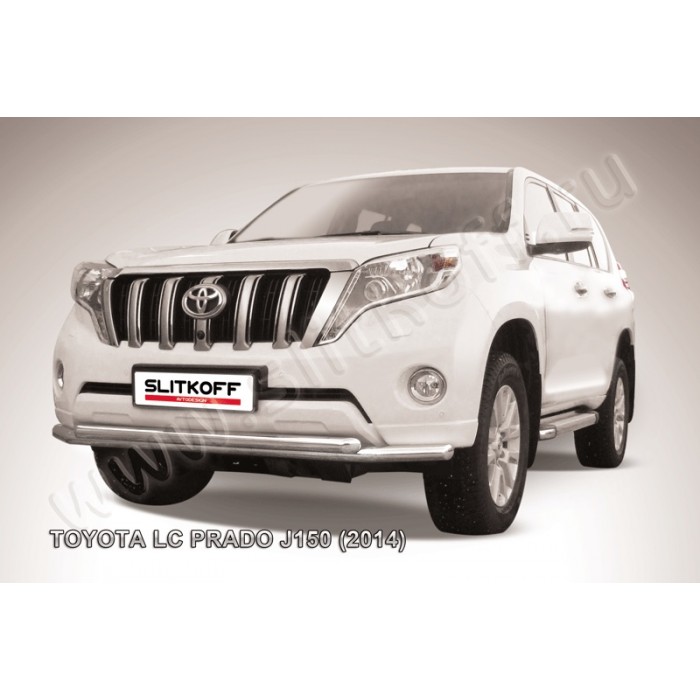 Защита передняя двойная 57-57 мм для Toyota Land Cruiser Prado 150 2013-2017 артикул TOP14004