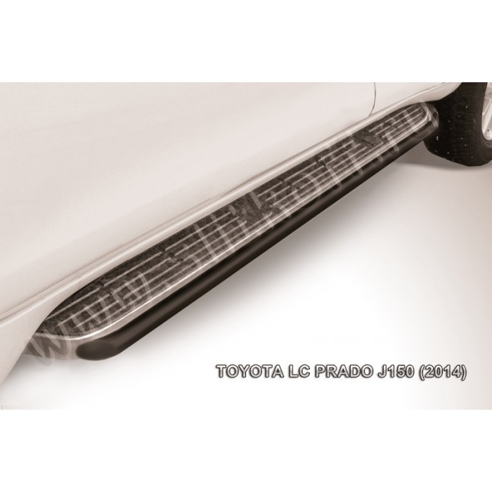 Защита штатных порогов 42 мм чёрная для Toyota Land Cruiser Prado 150 2013-2017 артикул TOP14007B