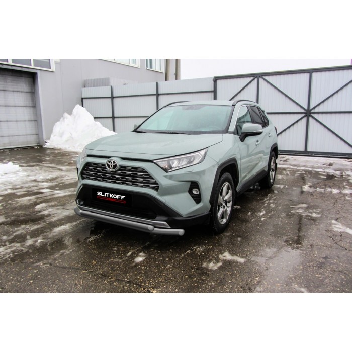 Защита передняя двойная 57-42 мм серебристая для Toyota RAV4 2019-2024 артикул TR419001S