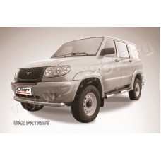 Защита переднего бампера 76 мм серебристая для УАЗ Патриот 2005-2014