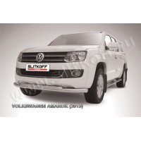 Защита передняя двойная 76-57 мм серебристая для Volkswagen Amarok 2010-2016