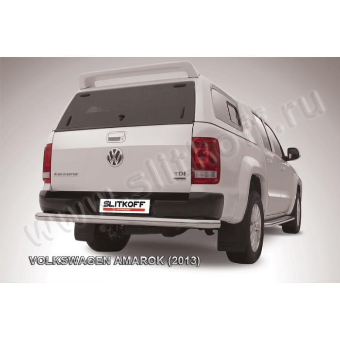 Защита заднего бампера 76 мм серебристая для Volkswagen Amarok 2010-2016 артикул VWAM13011S