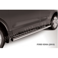 Пороги труба 76 мм серебристая для Ford Kuga 2013-2016
