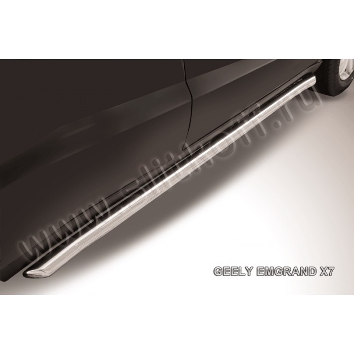 Пороги труба 57 мм с гибами для Geely Emgrand X7 2013-2016 артикул GEX7011