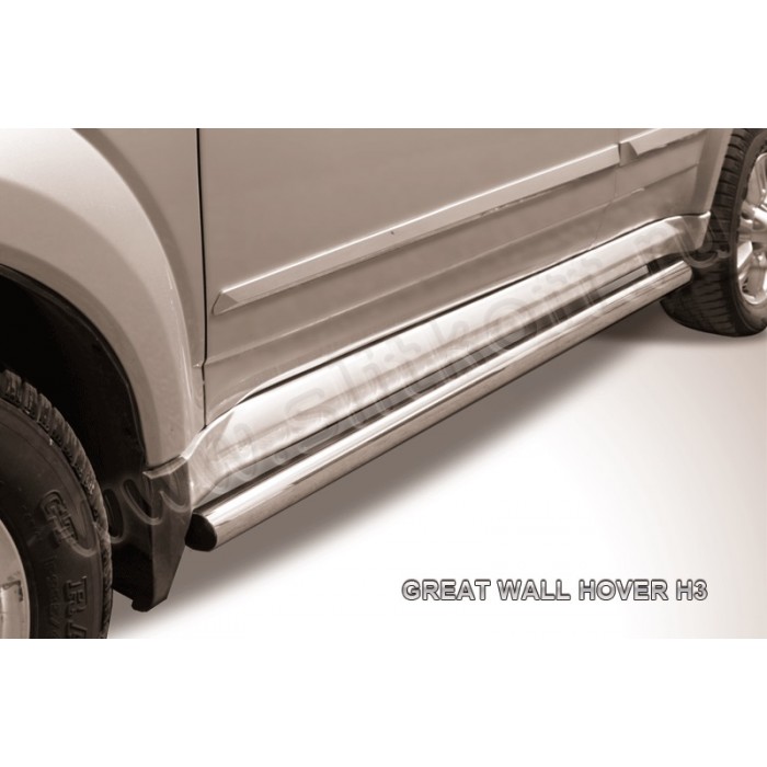 Пороги труба 57 мм серебристая для Great Wall Hover H3 2010-2014 артикул GWHNH3008S