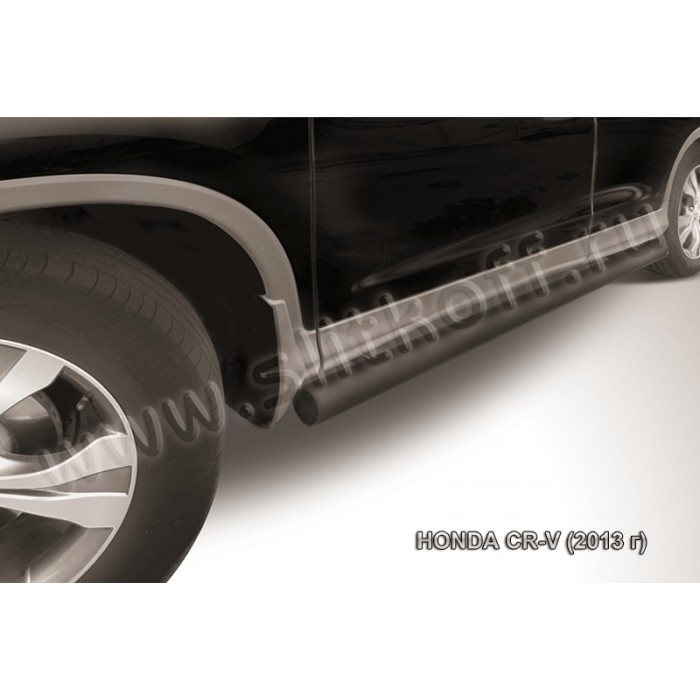 Пороги труба 76 мм чёрная для Honda CR-V 2012-2017 артикул HCRV13006B