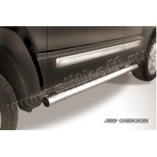 Пороги труба 76 ммс еребристая для Jeep Cherokee 2014-2018