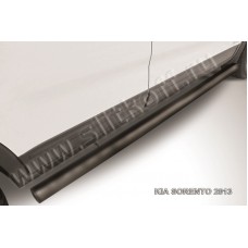 Пороги труба 76 мм чёрная для Kia Sorento 2012-2015