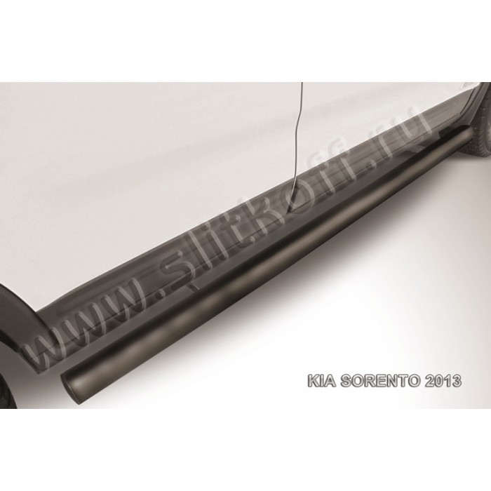 Пороги труба 76 мм чёрная для Kia Sorento 2012-2015 артикул KS13007B