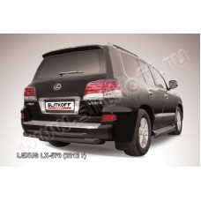 Защита заднего бампера двойная 76-76 мм радиусная чёрная для Lexus LX-570 2012-2023