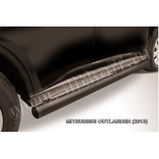 Пороги труба 76 мм чёрная для Mitsubishi Outlander 2012-2014