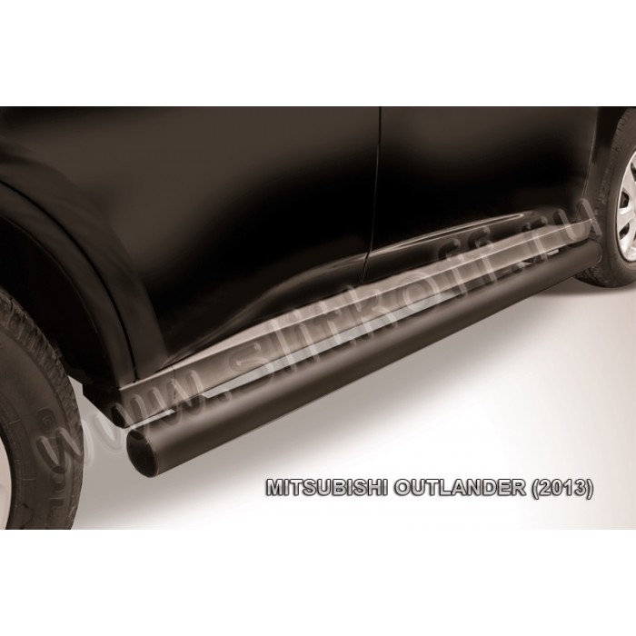 Пороги труба 76 мм чёрная для Mitsubishi Outlander 2012-2014 артикул MOUT13006B