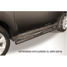 Пороги труба с накладками 76 мм чёрная для Mitsubishi Outlander XL 2010-2012