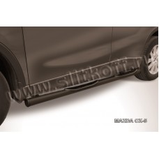 Пороги труба с накладками 76 мм чёрная для Mazda CX-5 2011-2017