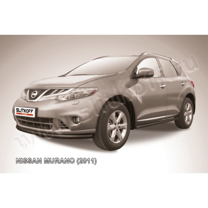 Защита переднего бампера 57 мм чёрная для Nissan Murano 2010-2016 артикул NIM11003B