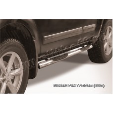 Пороги труба с накладками 76 мм серебристая для Nissan Pathfinder 2004-2009