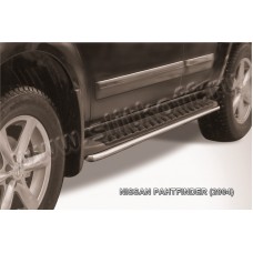 Защита заднего бампера 76 мм серебристая для Nissan Pathfinder 2004-2009