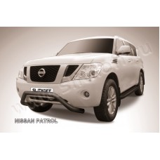 Защита переднего бампера 76 мм чёрная для Nissan Patrol 2010-2023