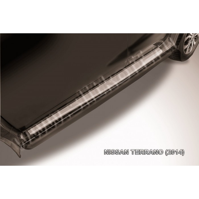 Пороги труба 57 мм чёрная для Nissan Terrano 2014-2022 артикул NTER14006B