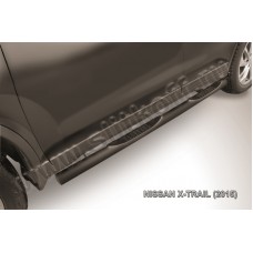 Пороги труба с накладками 76 мм чёрная для Nissan X-Trail 2015-2018
