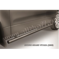 Пороги труба 57 мм чёрная для Suzuki Grand Vitara 2005-2007