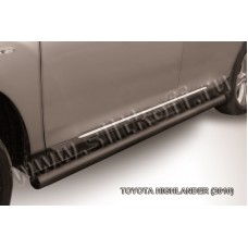 Пороги труба 76 мм чёрная для Toyota Highlander 2010-2014