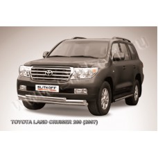 Защита передняя тройная 57-57-42 мм серебристая для Toyota Land Cruiser 200 2007-2011