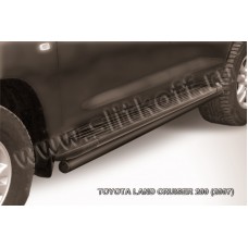 Защита штатных порогов 57 мм чёрная для Toyota Land Cruiser 200 2007-2011
