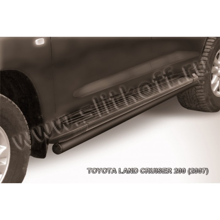 Защита штатных порогов 57 мм чёрная для Toyota Land Cruiser 200 2007-2011 артикул TLC2019B