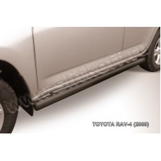 Пороги труба 76 мм чёрная для Toyota RAV4 2009-2010