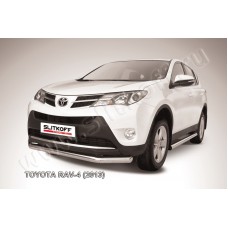 Защита переднего бампера 76 мм серебристая для Toyota RAV4 2013-2015