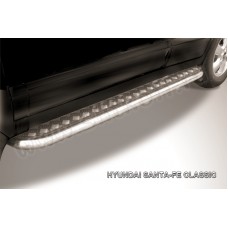 Пороги с площадкой алюминиевый лист 42 мм для Hyundai Santa Fe Classic 2000-2012